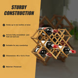 Wooden Wine Rack Freestanding 10 Bottles Countertop Storage
