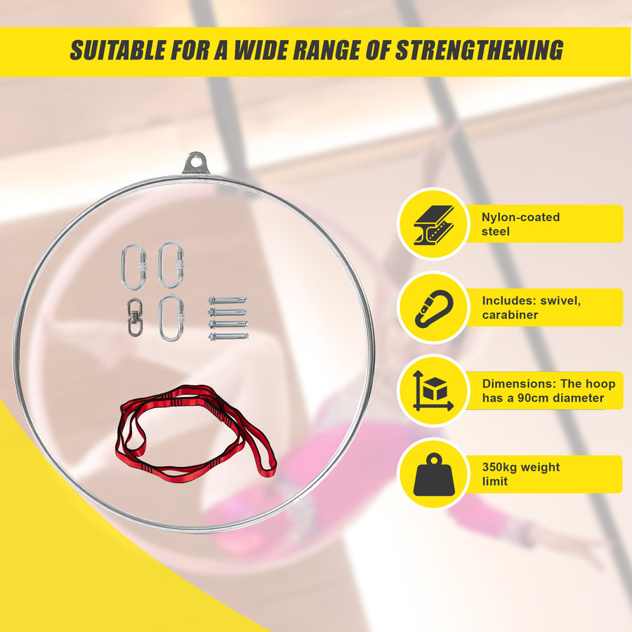 Aerial Yoga Hoop 90CM Lyra Hoop Circus Single Point Aerial Ring Set