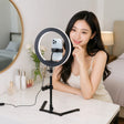 12 Inch LED Video Ring Light with Tabletop Light Stand and Phone Holder Black