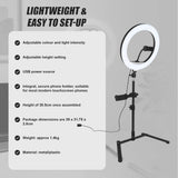 12 Inch LED Video Ring Light with Tabletop Light Stand and Phone Holder Black