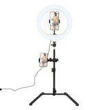12 Inch LED Video Ring Light with Tabletop Light Stand and Phone Holder Black