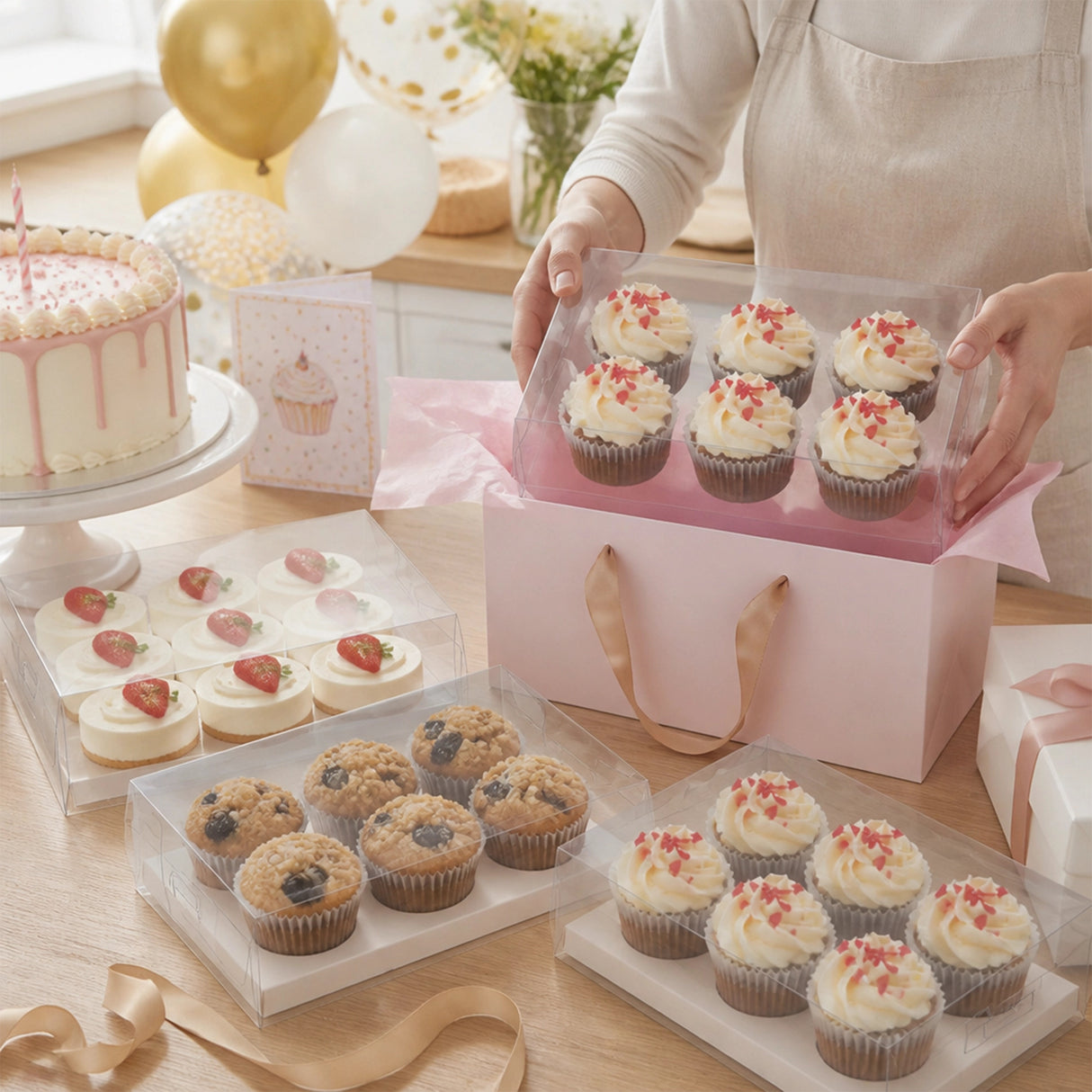 10Pcs Clear Dessert Boxes Cupcake Packaging &ndash; Transparent Bakery Cake Gift Boxes