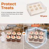 10Pcs Clear Dessert Boxes Cupcake Packaging &ndash; Transparent Bakery Cake Gift Boxes - Rear View
