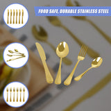 24-piece Gold Cutlery Flatware Stainless Steel Silverware Set Reflective Mirror Finish - Rear View