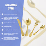 24-piece Gold Cutlery Flatware Stainless Steel Silverware Set Reflective Mirror Finish