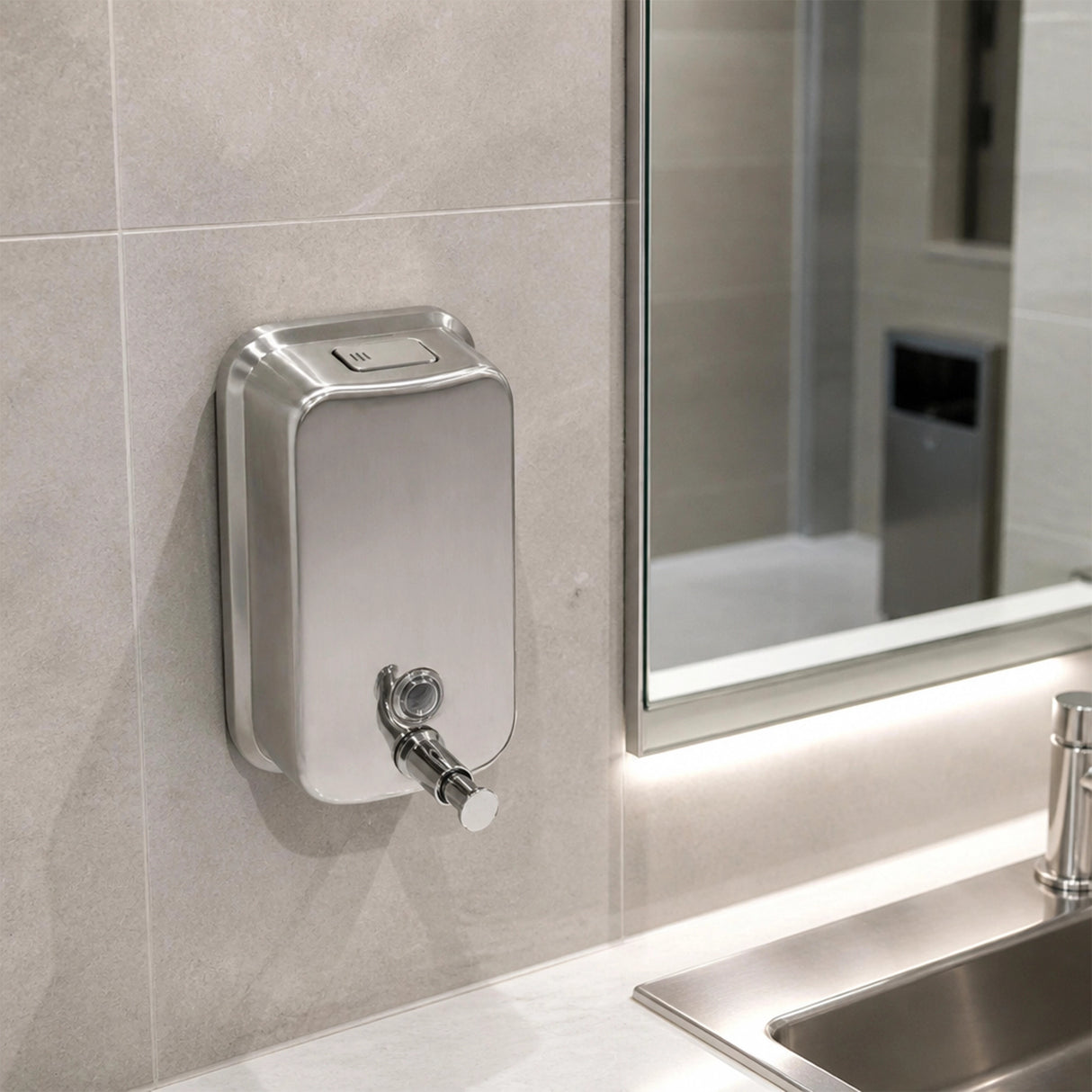 304 Stainless Steel Commercial Liquid Soap Hand Sanitiser Dispenser Wall Mount Bathroom Kitchen Office Hospital Restaurant 1000ml