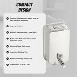 304 Stainless Steel Commercial Liquid Soap Hand Sanitiser Dispenser Wall Mount Bathroom Kitchen Office Hospital Restaurant 1000ml - Top-Down View