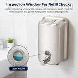 304 Stainless Steel Commercial Liquid Soap Hand Sanitiser Dispenser Wall Mount Bathroom Kitchen Office Hospital Restaurant 1000ml - Rear View