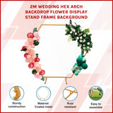 2M Wedding Hex Arch Backdrop Flower Display Stand Frame Background - 45-Degree Angle