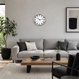 Modern Wall Clock Silent Non-Ticking Quartz Battery Operated Stainless Steel - Front View