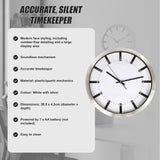 Modern Wall Clock Silent Non-Ticking Quartz Battery Operated Stainless Steel