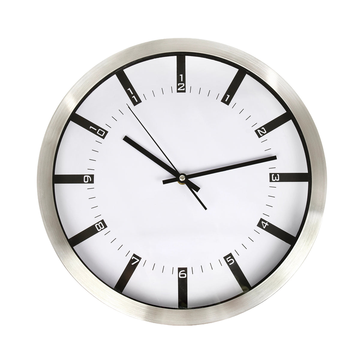 Modern Wall Clock Silent Non-Ticking Quartz Battery Operated Stainless Steel