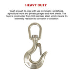 304 Stainless Steel Swivel Lift Clevis Chain Crane Hook with Safety Lock 650kg