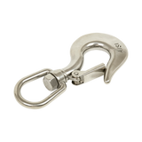 304 Stainless Steel Swivel Lift Clevis Chain Crane Hook with Safety Lock 650kg - 45-Degree Angle