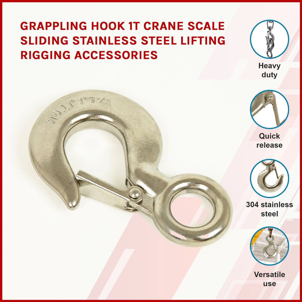 Grappling Hook 1T Crane Scale Sliding Stainless Steel Lifting Rigging Accessories