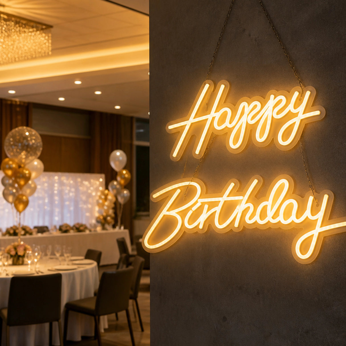 Happy Birthday Neon Sign Hanging Glowing Party Decoration