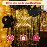 Happy Birthday Neon Sign Hanging Glowing Party Decoration - Rear View