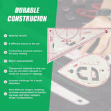9pc French Curve Ruler Set DIY Sewing Pattern Measuring Tool for Dressmaker - Side View