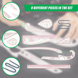 9pc French Curve Ruler Set DIY Sewing Pattern Measuring Tool for Dressmaker - Close-Up Angle