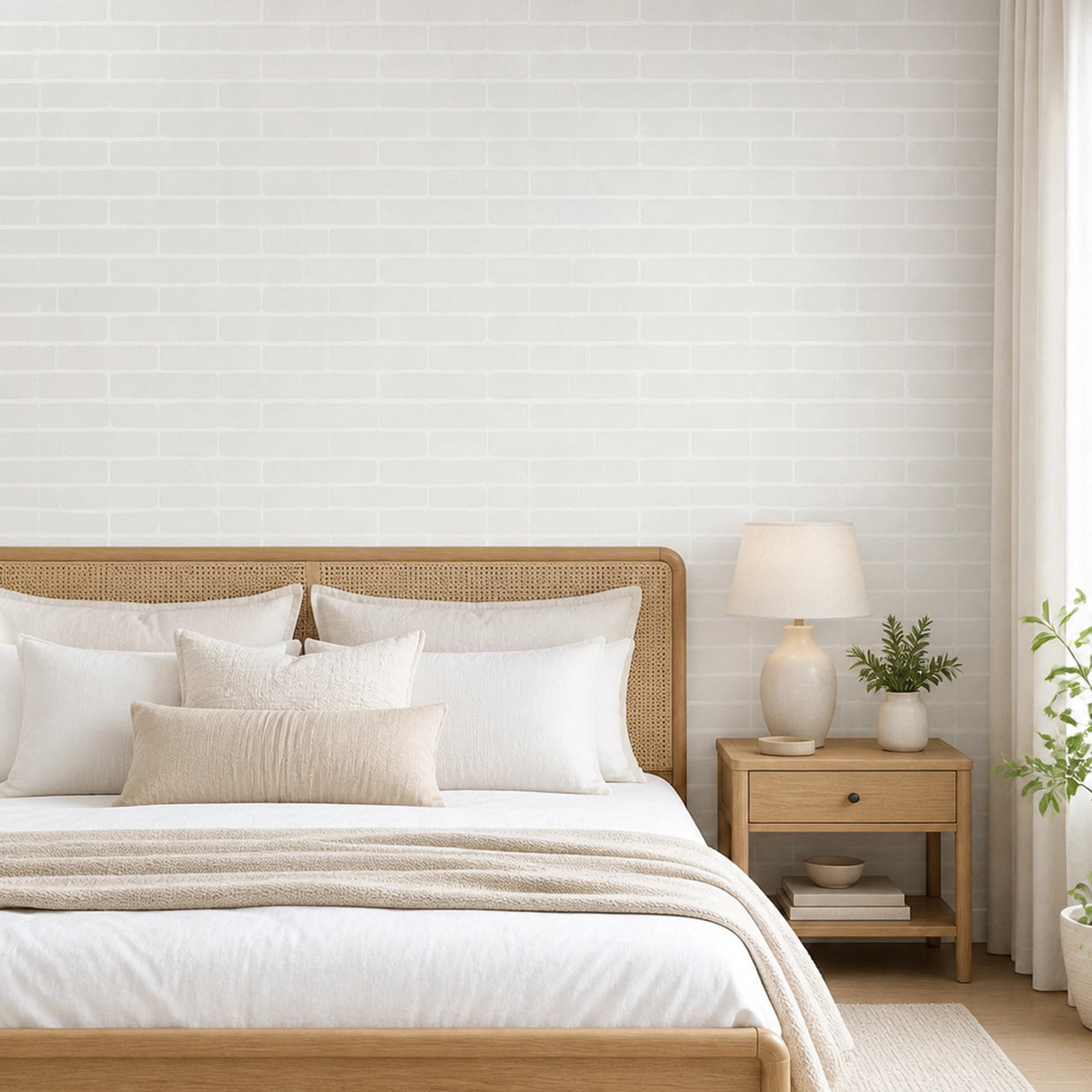 White Brick Wallpaper Vinyl Vintage