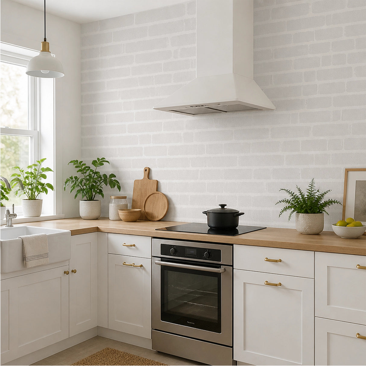White Brick Wallpaper Vinyl Vintage