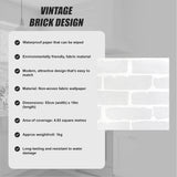 White Brick Wallpaper Vinyl Vintage - Top-Down View