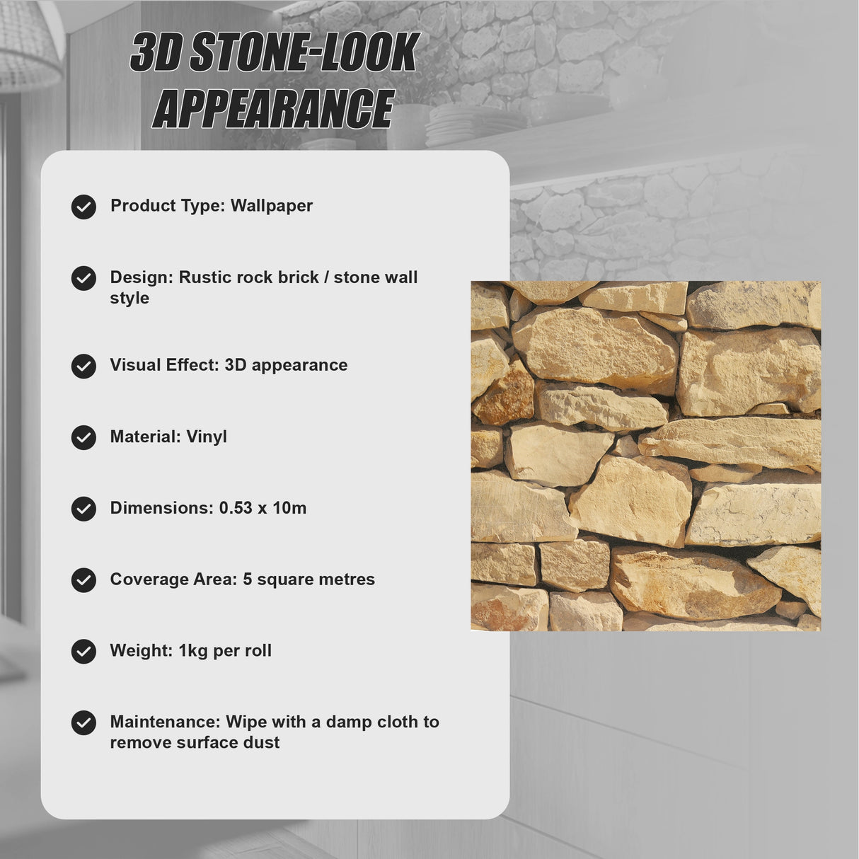 Rustic Rock Brick Wallpaper