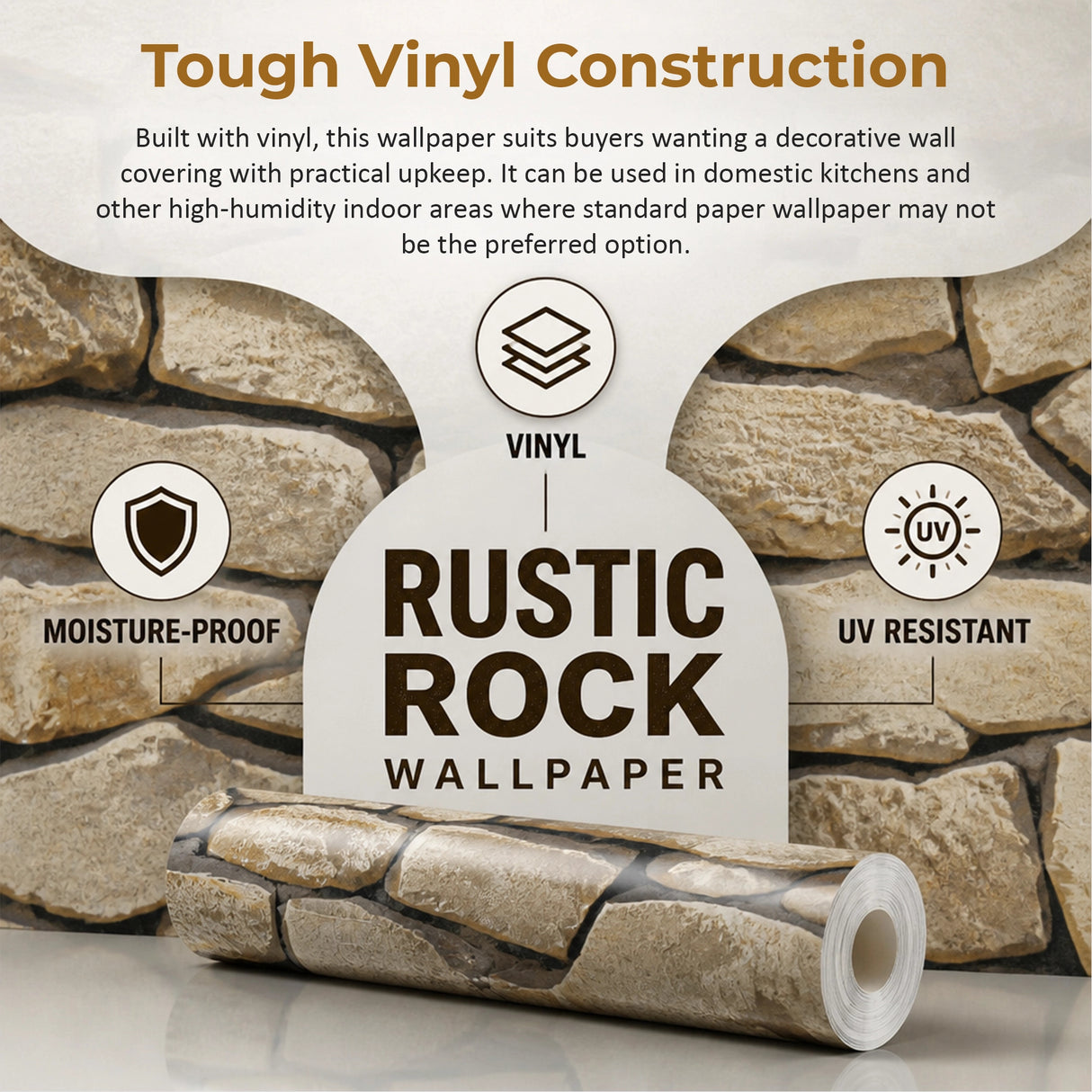 Rustic Rock Brick Wallpaper