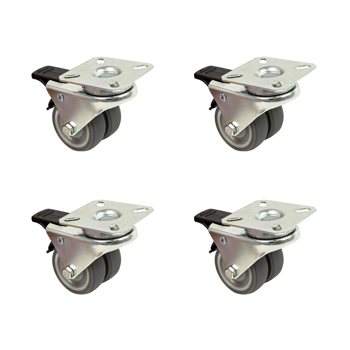 4x 2 Inch Heavy Duty Swivel Castor Wheels 50mm Brake