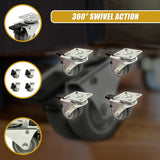 4x 2 Inch Heavy Duty Swivel Castor Wheels 50mm Brake - Rear View