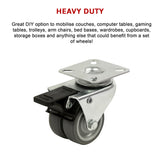 4x 2 Inch Heavy Duty Swivel Castor Wheels 50mm Brake