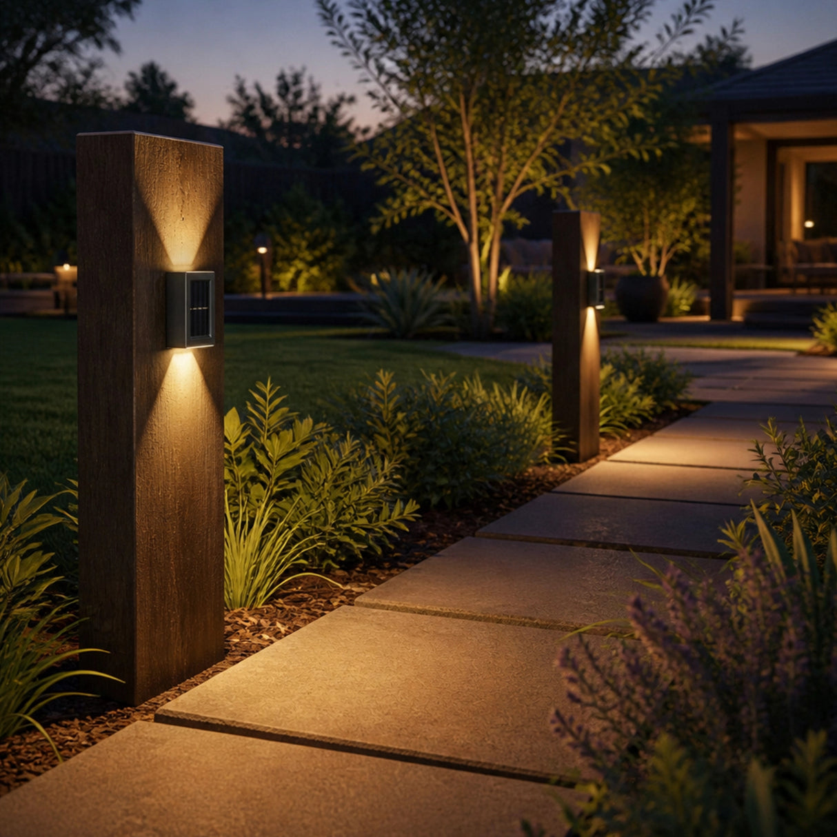 2pc Outdoor Solar LED Deck Lights Garden Patio Pathway Stairs Warm White