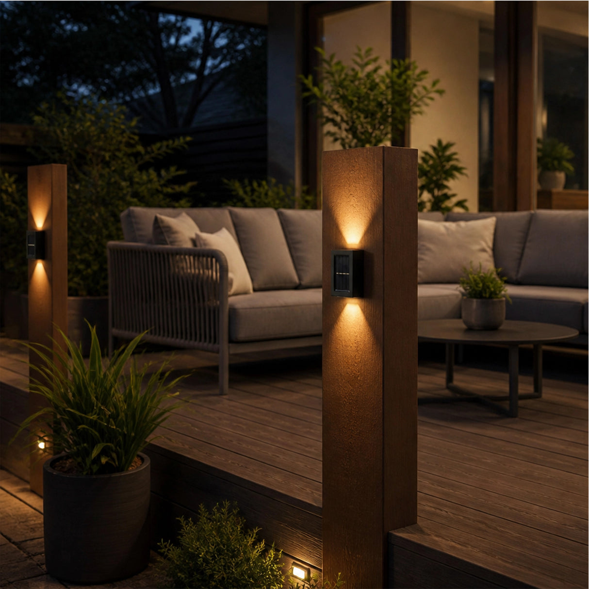 2pc Outdoor Solar LED Deck Lights Garden Patio Pathway Stairs Warm White