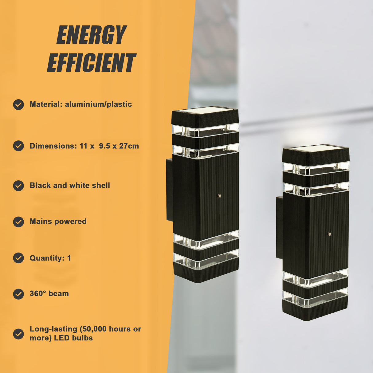Modern 12 Inch LED Up Down Wall Light Dual Lamp with Dusk to Dawn Sensor