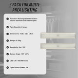 2 x 46 LED Stick-on Wireless Under Cabinet Light Rechargeable Motion Sensor Closet Lamp