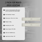 2 x 46 LED Stick-on Wireless Under Cabinet Light Rechargeable Motion Sensor Closet Lamp