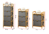 Bamboo Shelf with Storage Hamper &ndash; Wooden Organiser with Three-Set Rack Laundry Bags