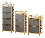 Bamboo Shelf with Storage Hamper &ndash; Wooden Organiser with Three-Set Rack Laundry Bags - 45-Degree Angle