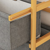 Bamboo Shelf with Storage Hamper &ndash; Wooden Organiser with Three-Set Rack Laundry Bags