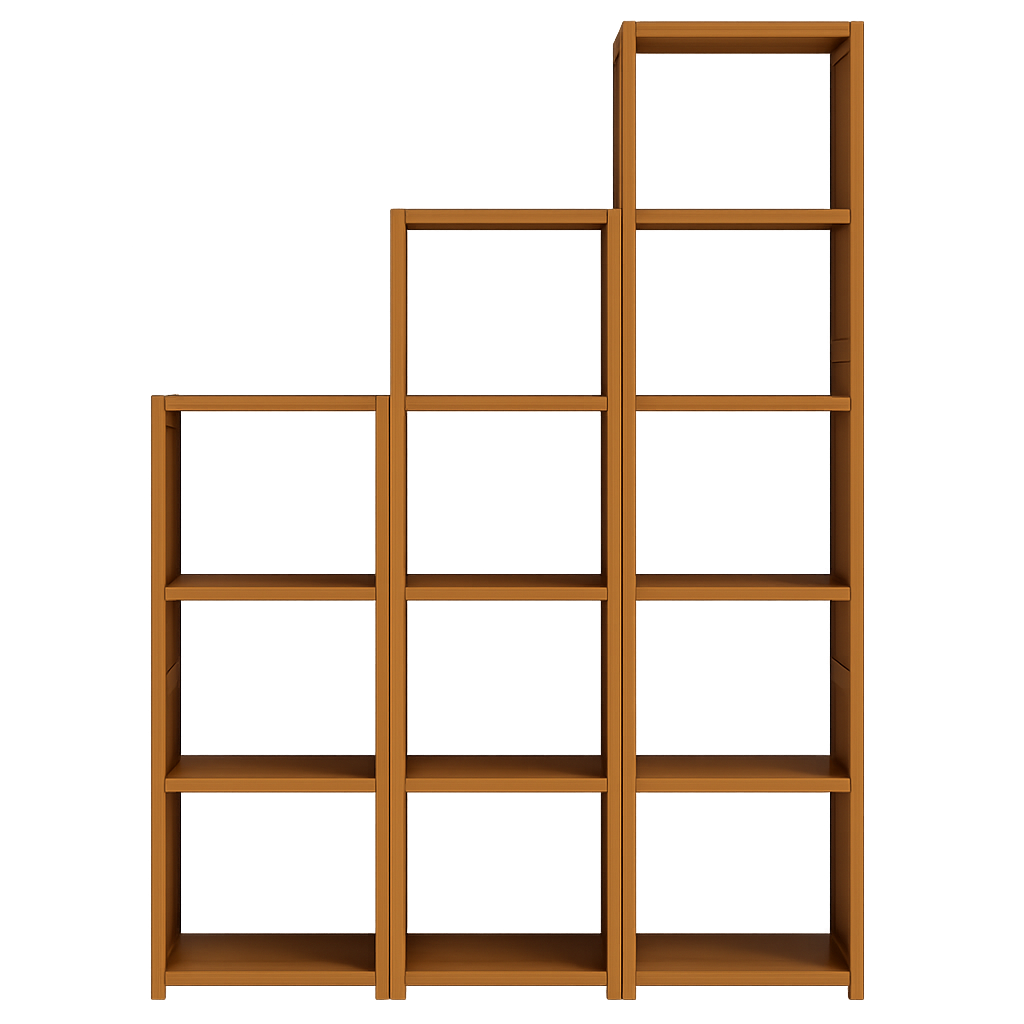 3 Piece Bamboo Adjustable Shelf Set &ndash; Bookcase Display Storage Rack Stand