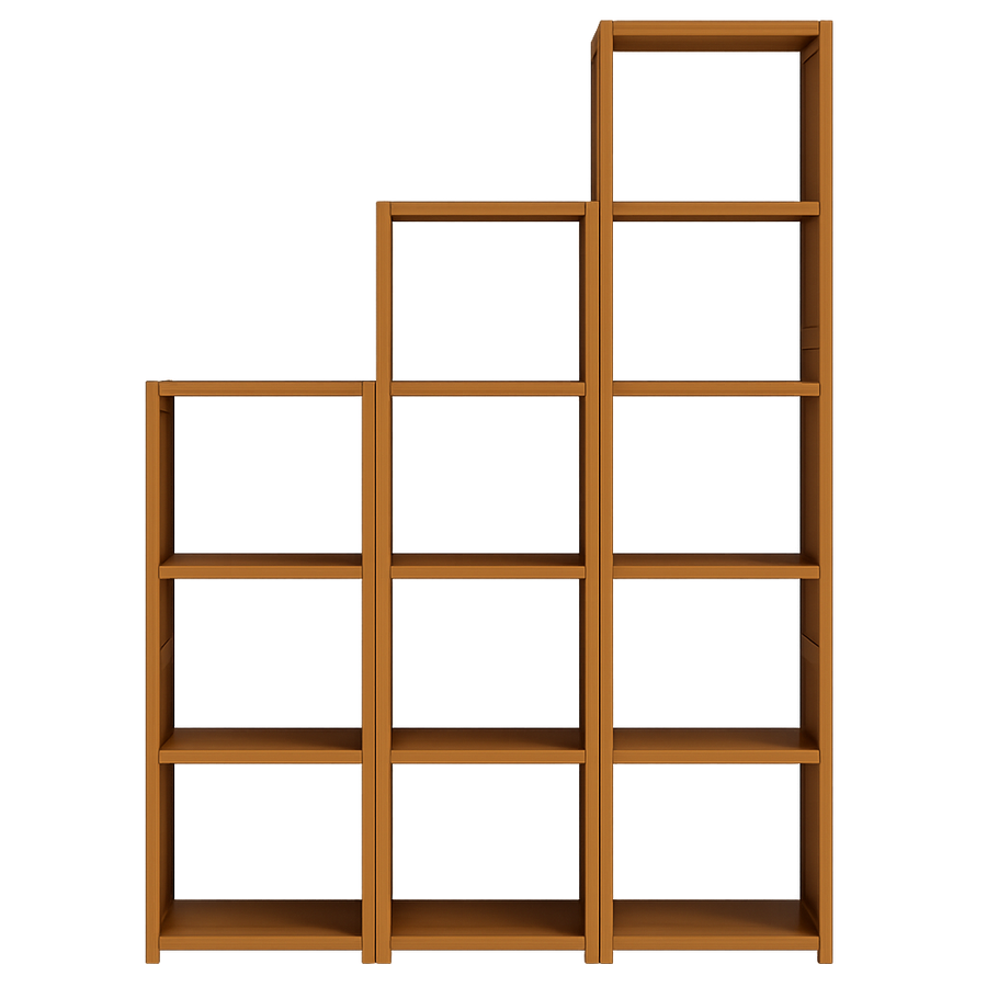 3 Piece Bamboo Adjustable Shelf Set &ndash; Bookcase Display Storage Rack Stand