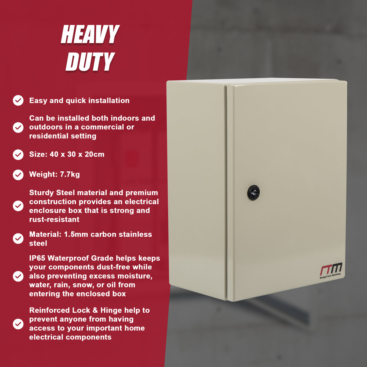 Carbon Steel Electrical Enclosure Box IP65 Wall Mount 400 x 300 x 200 mm