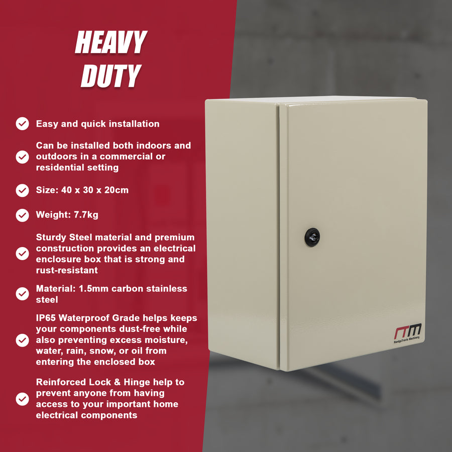 Carbon Steel Electrical Enclosure Box IP65 Wall Mount 400 x 300 x 200 mm
