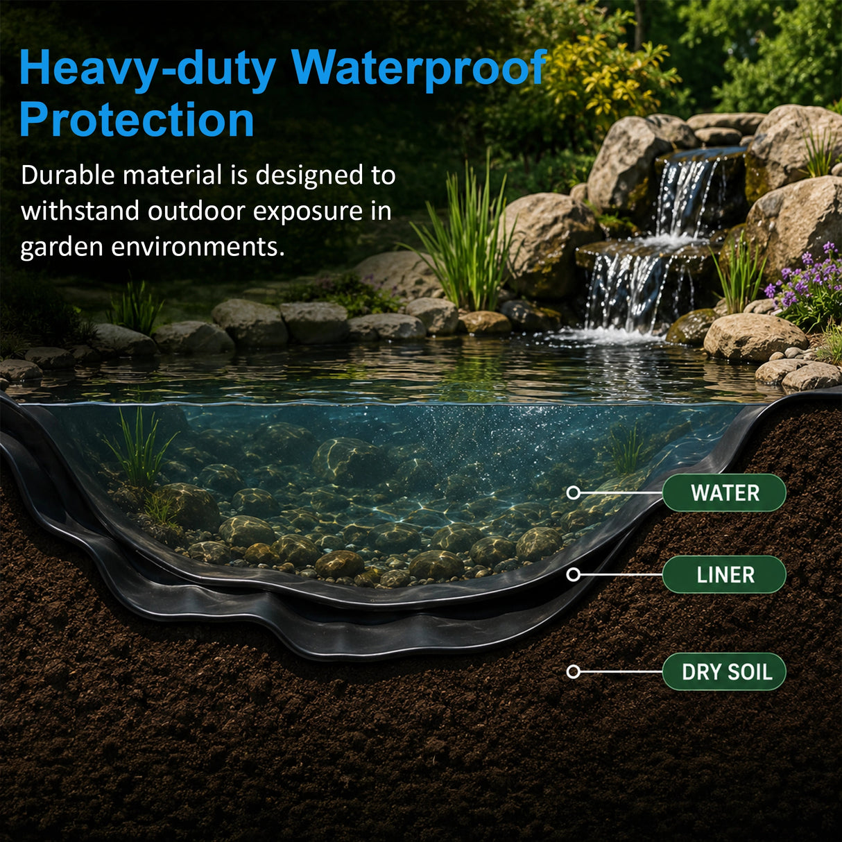 Fish Pond Liner 3 x 4.6m x 0.5mm Garden Pool Membrane Reinforced