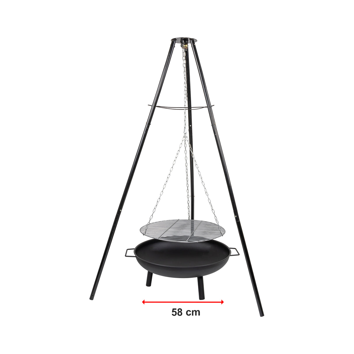 Tripod Garden Fire Pit BBQ &ndash; Cast Iron & Steel Round Outdoor Fire Bowl