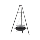 Tripod Garden Fire Pit BBQ &ndash; Cast Iron & Steel Round Outdoor Fire Bowl - Side View