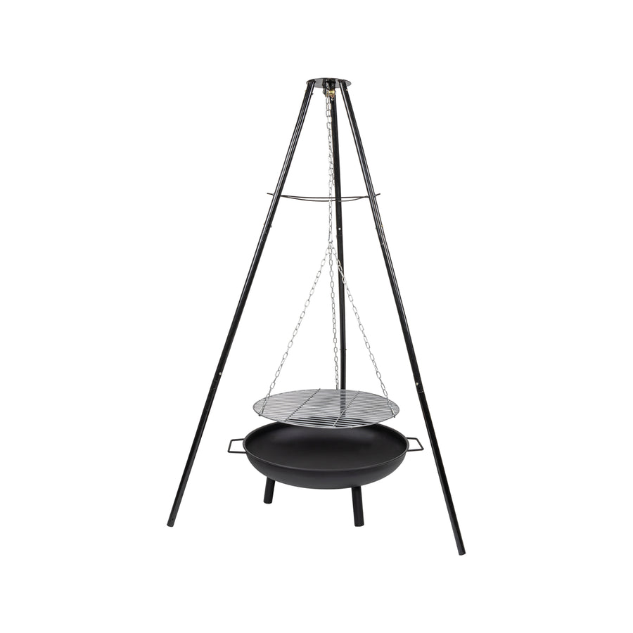 Tripod Garden Fire Pit BBQ &ndash; Cast Iron & Steel Round Outdoor Fire Bowl