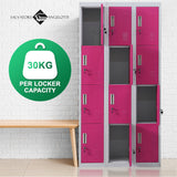 12-Door Locker for Office Gym Shed School Home Storage - Standard Lock with 2 Keys