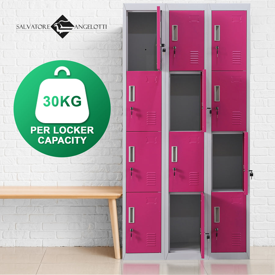 12-Door Locker for Office Gym Shed School Home Storage - Standard Lock with 2 Keys