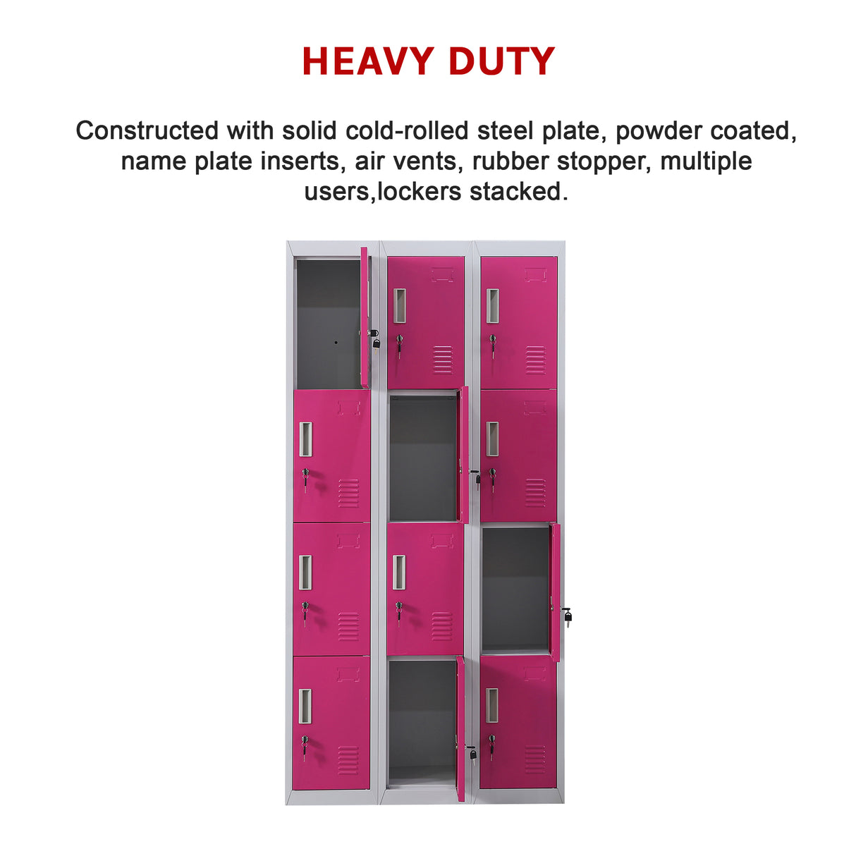 12-Door Locker for Office Gym Shed School Home Storage - Standard Lock with 2 Keys